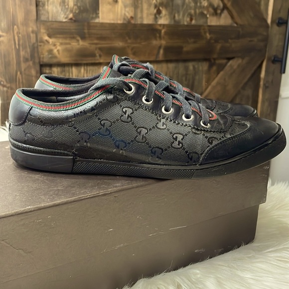Gucci Shoes - GUCCI GG Imprime Coated Canvas Low Trainers